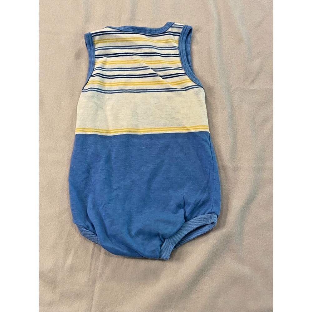 VTG Buster Brown Infant Knit‎ 1-Piece Romper Bodysuit 24M Boat Ahoy Blue Cotton - Picture 7 of 8